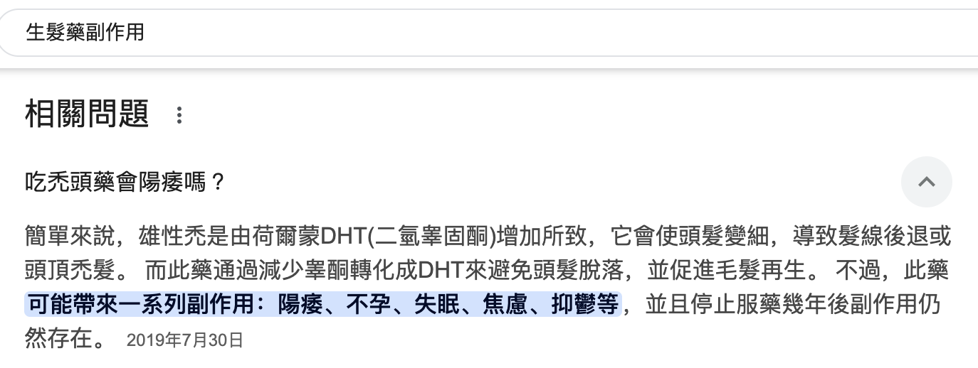 生髮藥副作用